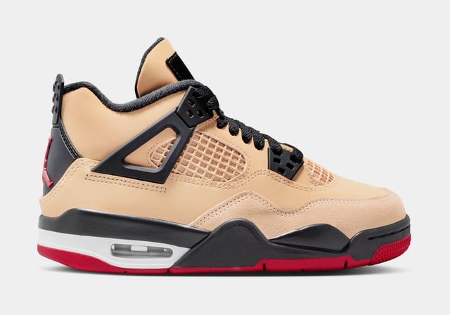 Air Jordan 4 Retro Grade School Lifestyle Shoes (Sesame/Fire Red/Black/White)