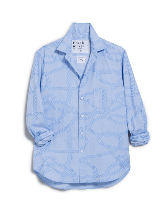 EILEEN Blue Nautical Rope Print, Italian Cotton