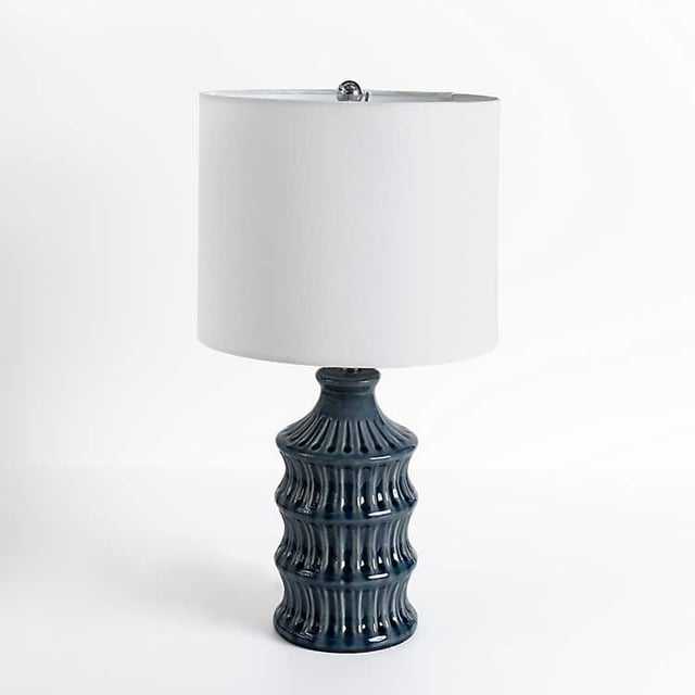 Navy Wave Glazed Table Lamp