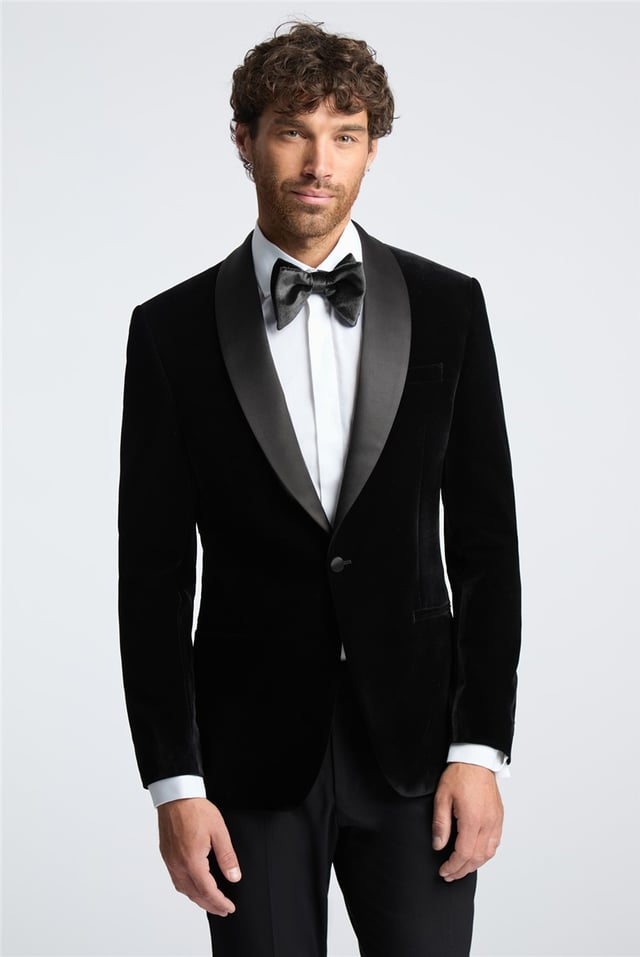  Slim Fit Black Velvet Blazer