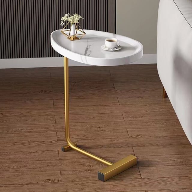Walker Edison | Marble-Like C-shaped Side Table