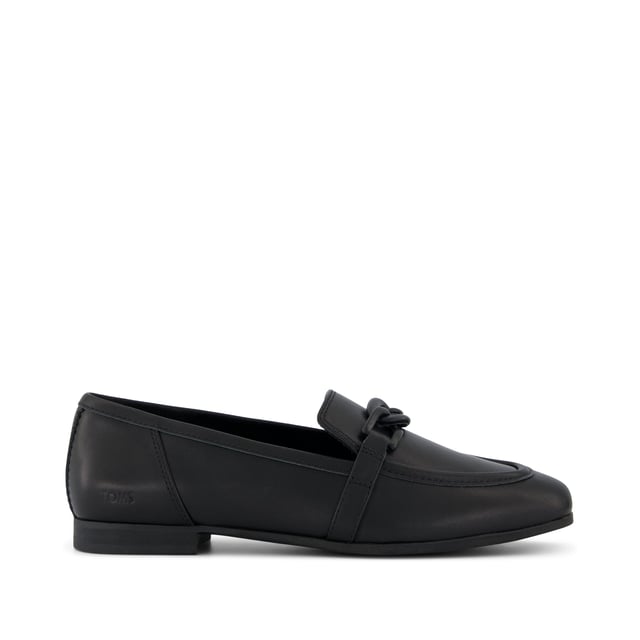 Womens Lynette Loafer All Black Leather with Chain