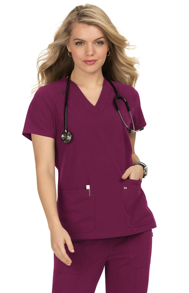 koi Next Gen Hustle and Heart Women's 3-Pocket Stretch Scrub Top