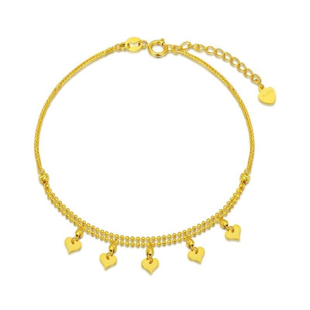 18K Gold Heart Charm Bracelet