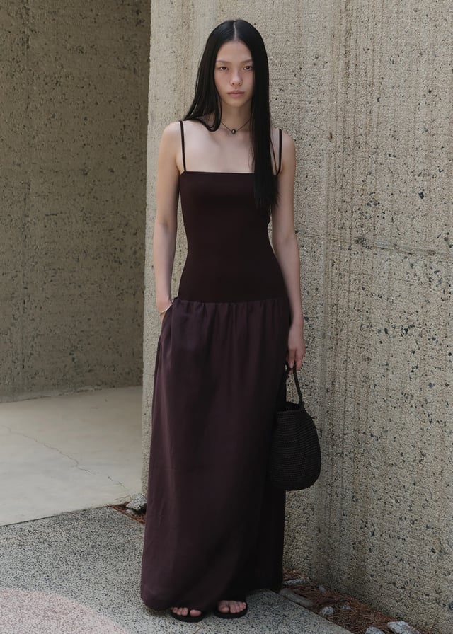 Amomento Silky Knit Maxi Dress - Burgundy