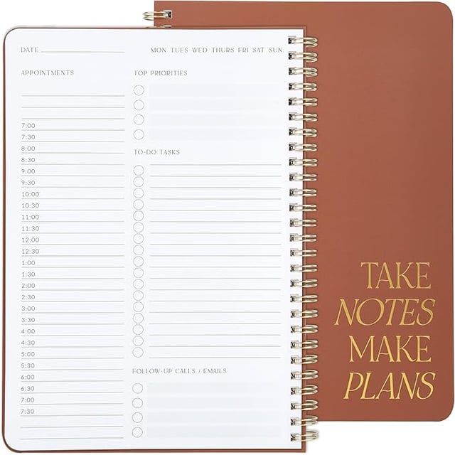 ZICOTO Simplified Daily Planner And Notebook With Hourly Schedule - Aesthetic Spiral To do List Notepad to Easily Organize Your Work Tasks And Appointments - The Perfect Office Supplies For Women