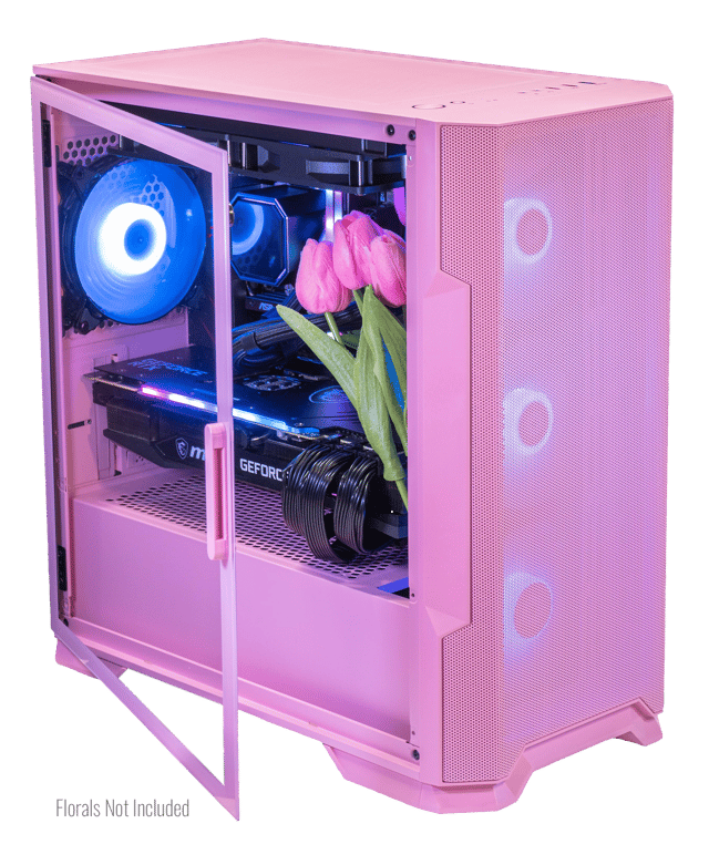 AMD Ryzen 7800X3D, 32GB DDR5 RAM, 1TB SSD, RTX 4070, 240MM AIO - Vetroo M05 - Pink
