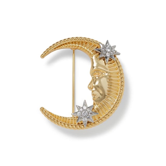 Spanish Day and Night Moon Brooch