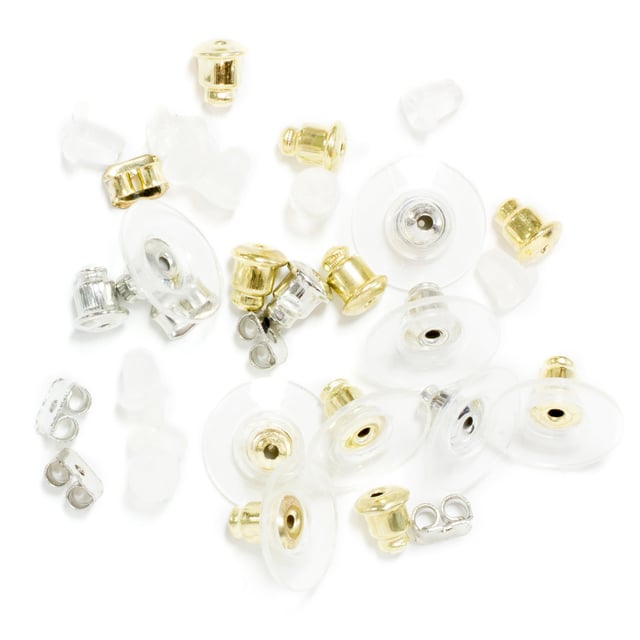 Cousin DIY Earring Back Assortment Pack, 70 Piece, Gold, Silver and Clear
