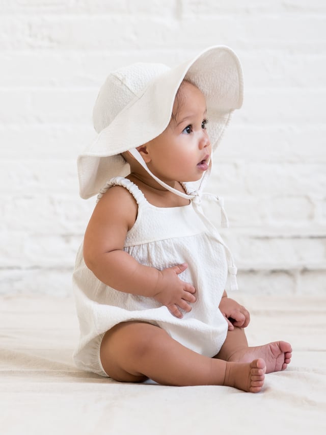Seersucker Sun Hat - Coconut