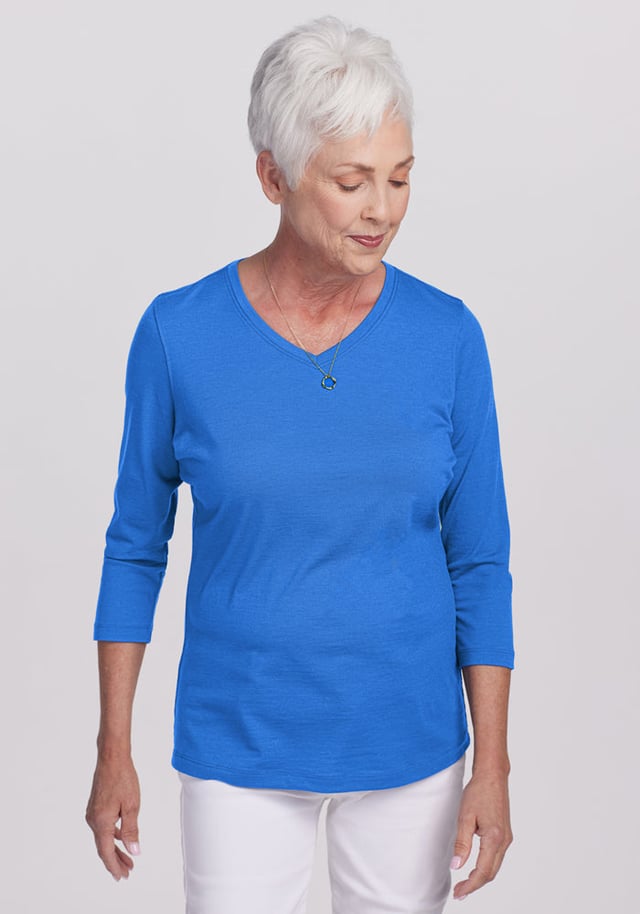 Elena 3/4 Sleeve V Neck • Final Sale Deals! - Blue Gelato