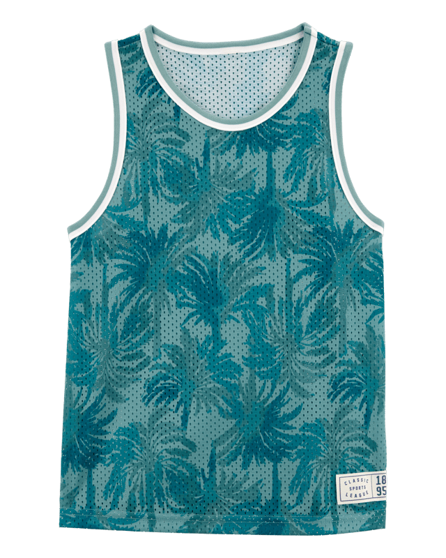 Kid Active Tropical Print Mesh Tank - Green