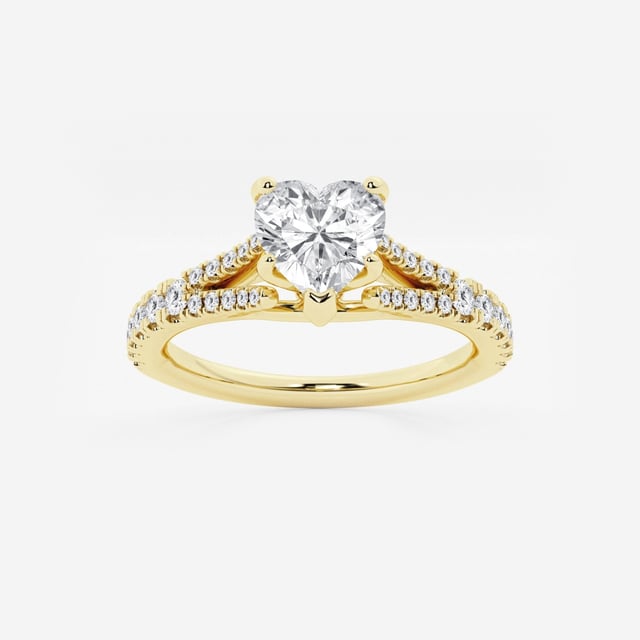 1 ctw Heart Lab Grown Diamond Split Shank Engagement Ring 14K Yellow Gold, F, VS2