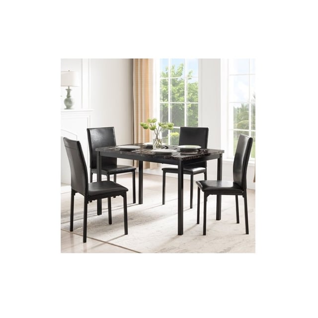 Mainstays 5 Piece Dining Set, Brown/Black - Faux Marble
