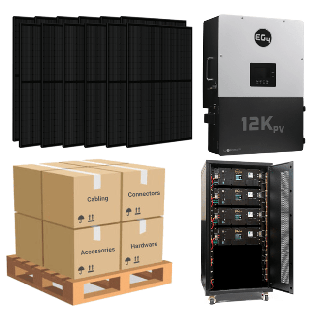 4.92kW Solar + EG4 12kPV + [20.48kWh - 28.6kWh Lithium Battery Options] + 12 x 410W Solar Panels | Includes Schematic | Complete Solar Kit [BPK-PLUS]