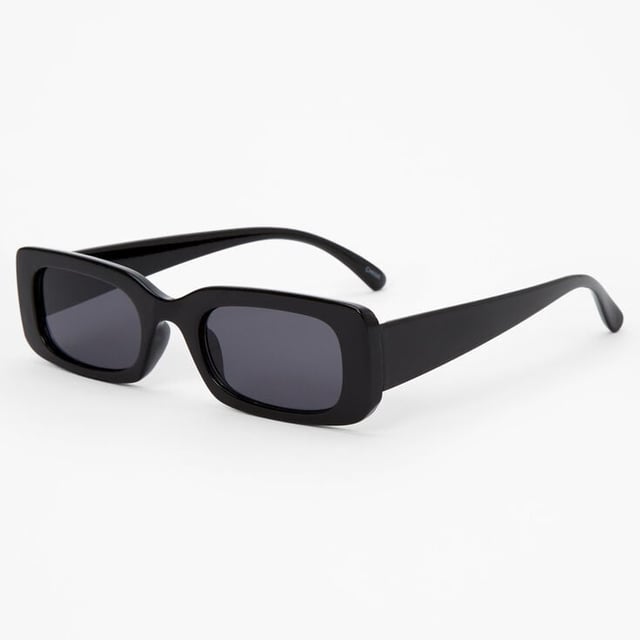 black rectangular retro sunglasses
