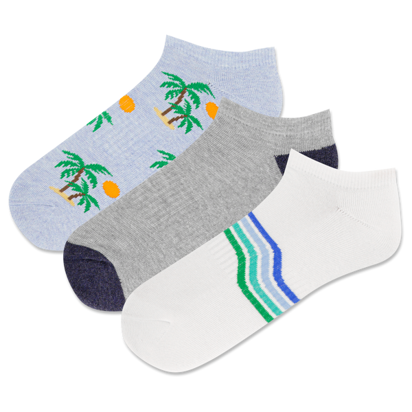 HOTSOX Men's Palm Tree Low Cut Sock 3 Pack