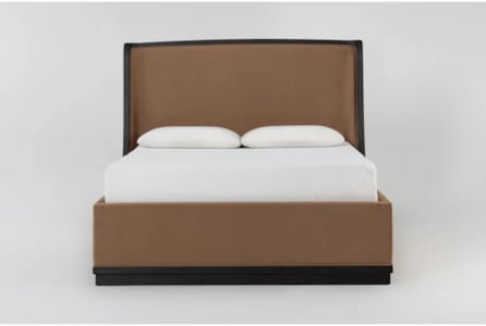 Estate Black Wood California King Upholstered Wingback Shelter Bed By Nate Berkus + Jeremiah Brent