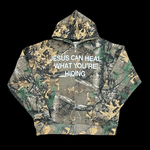 Jesus Can Heal What You're Hiding | Zip Up Hoodie