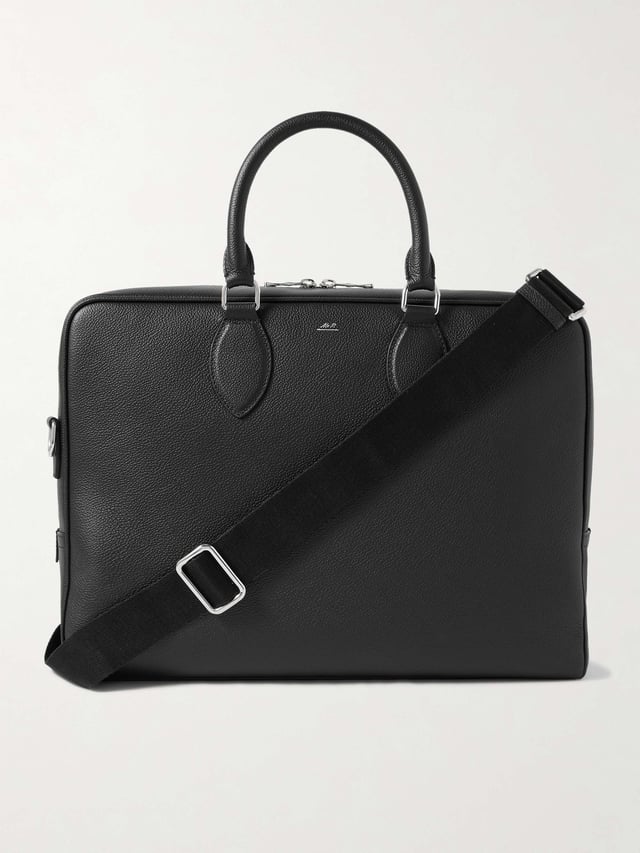 Full-Grain Leather Briefcase - black - One Size