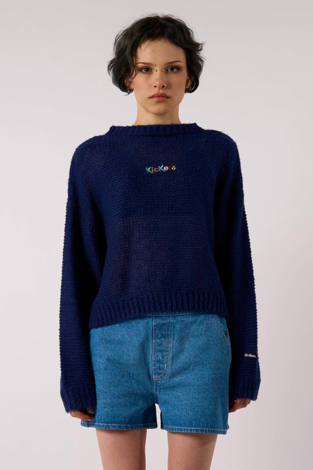 Kickers Navy Textured Logo Knit