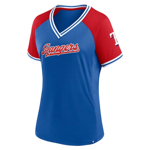 Women's  Texas Rangers  Profile Royal Plus Size Crossover V-Neck T-Shirt