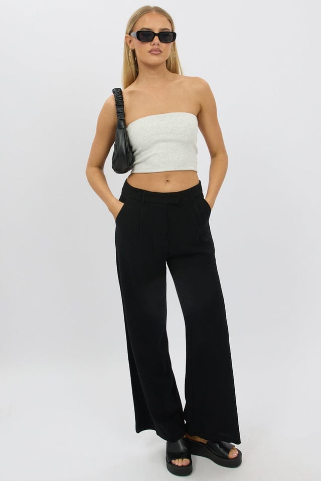 Black Wide Leg Pants Mid Rise