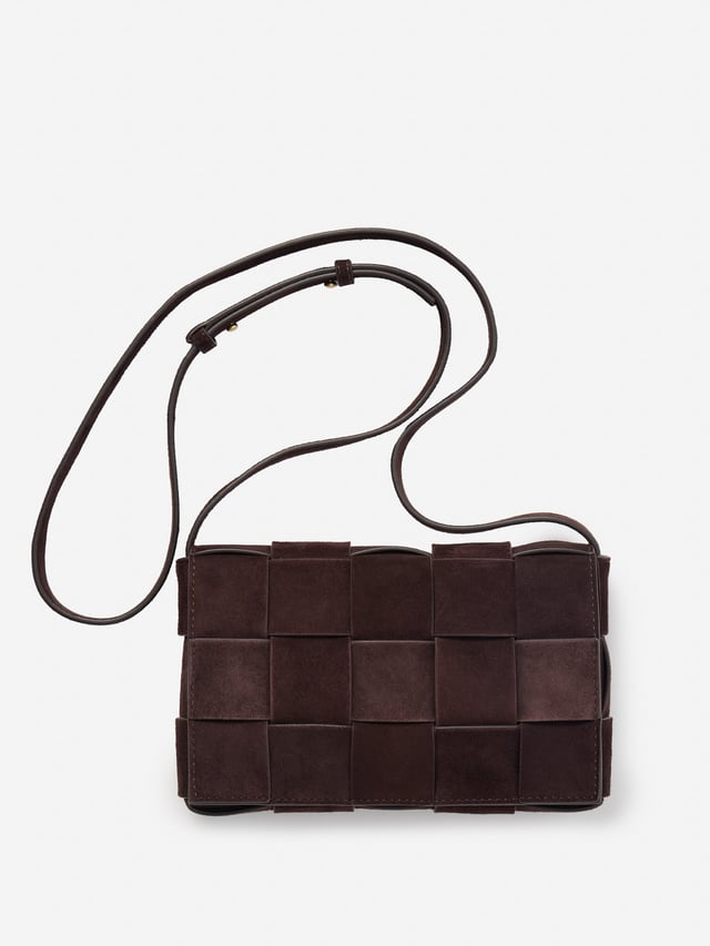 Dk_Brown Solid Una Woven Suede Crossbody | Women's Handbags | J.McLaughlin