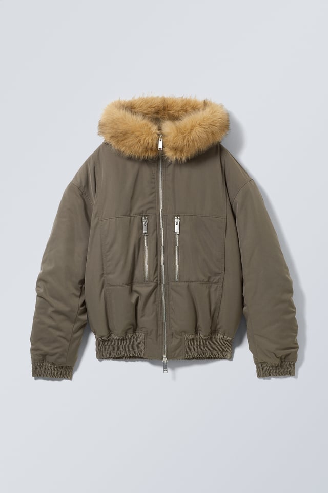 Loose Hooded Bomber Jacket