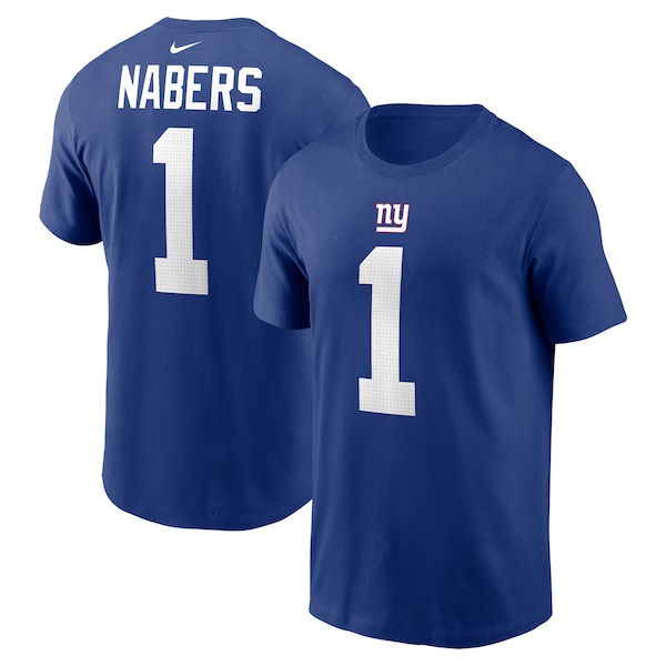 Men's Nike Malik Nabers Royal New York Giants 2024 NFL Draft First Round Pick Name & Number T-Shirt