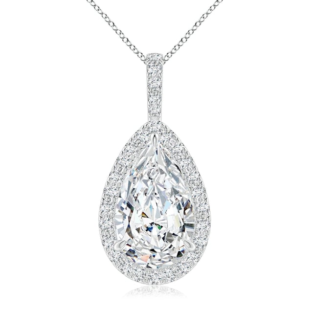 Lab-Grown Diamond Teardrop Pendant with Halo