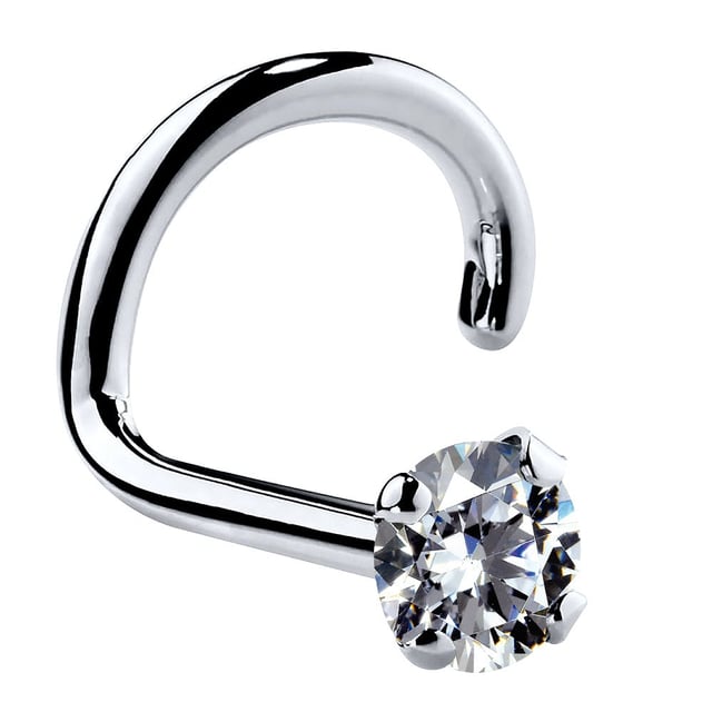 2mm Small Cubic Zirconia 14K Gold Nose Ring