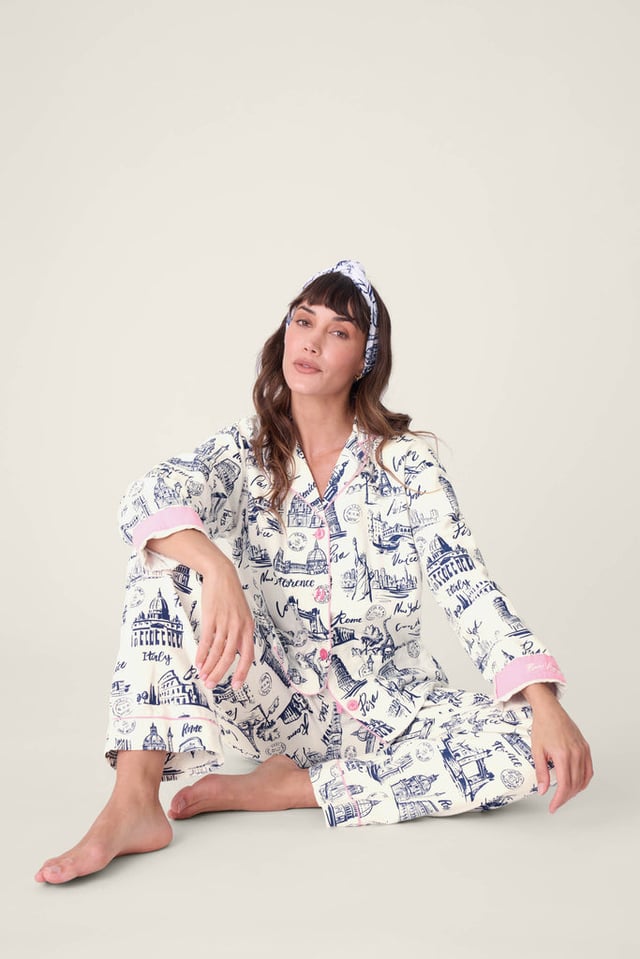 Bon Voyage Travel Print Flannel PJ Set