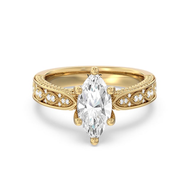 Vintage Hidden Halo Chevron Engagement Ring