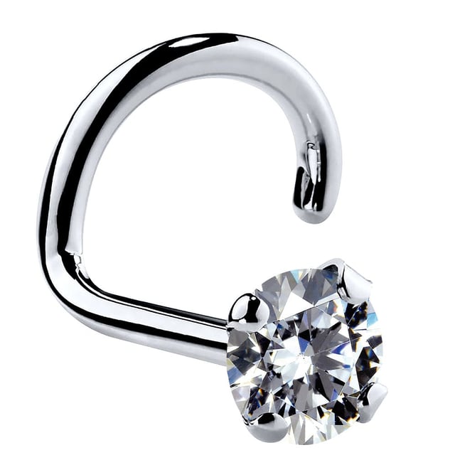 3mm Large Cubic Zirconia 14K Gold Nose Ring