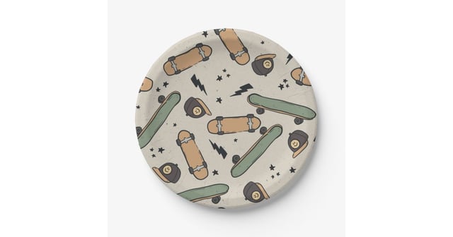 Two Cool Skateboard Birthday  Paper Plates