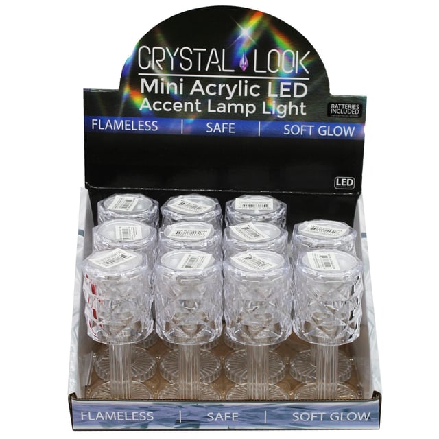 4.75 Crystal Mini Acrylic LED Accent Lamp Light in Countertop Display