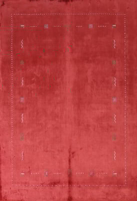 Red Handmade Wool Gabbeh Indian Area Rug 5x8