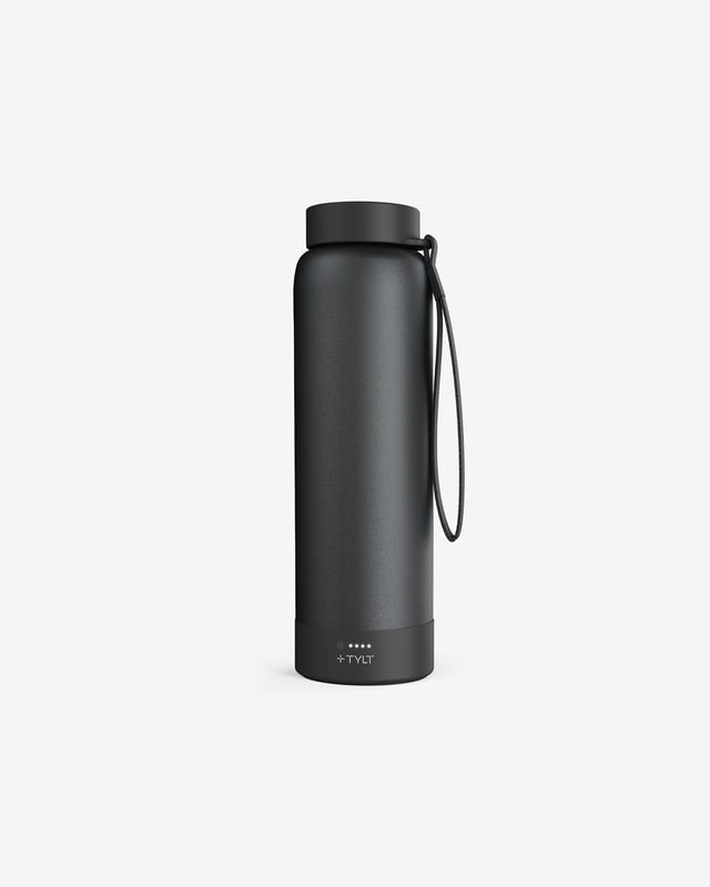 TYLT Speaker Bottle | Rechargeable Portable Wireless Outdoor Bluetooth Speaker, Double Layered Vacuum Insulated Stainless Steel Smart Water Bottle, 24oz
