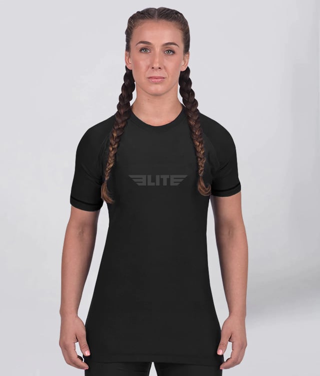 Standard Black Short Sleeve No-Gi Womens BJJ Rash Guard