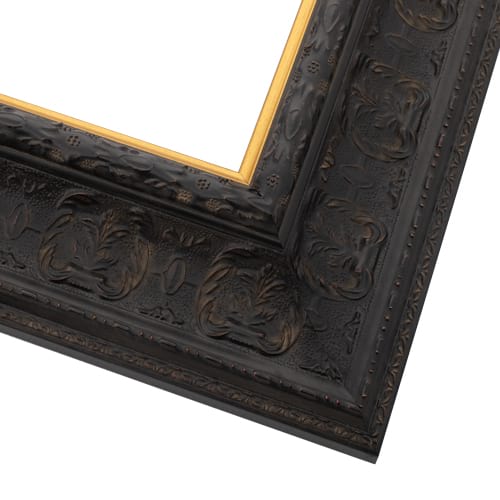 Custom Ornate Black Wood Picutre Frame With Gold Lip | Custom Sizes Available | pictureframes.com