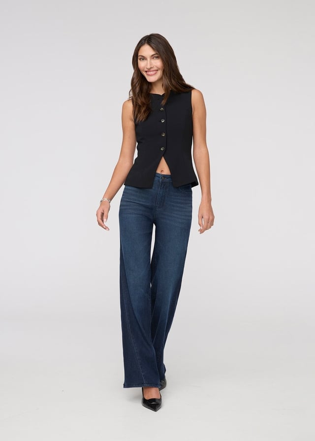 No Sweat Denim High Rise Wide Leg - Nostalgia Tone