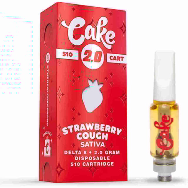 Cake Delta-8 510 Vape Cartridges 2g Strawberry Cough