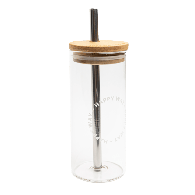Glass Tumbler w/ straw