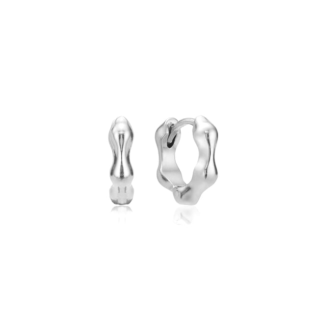 Silver Molten Huggie Hoop Earrings