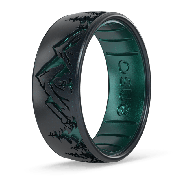 Etched Silicone Ring - Peak - Black Pearl/Emerald