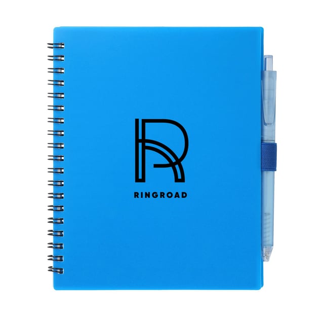 Recycled Spiral Notebook with Pen - Custom Branded Promotional Notebooks - Swag.com