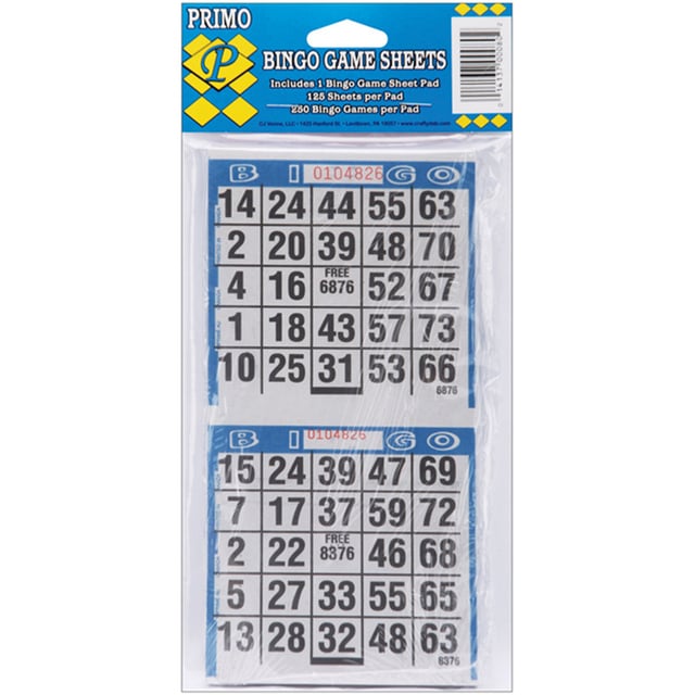 Bingo Game Sheets 4"X8" 125/Pkg