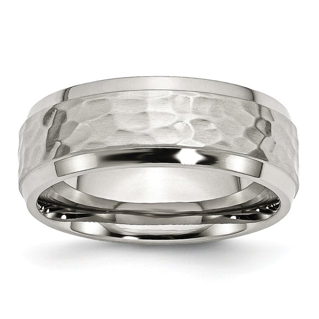 Stainless Steel 8mm Hammered Comfort Fit Band