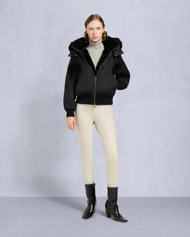 GOLD SERIES ORIGINAL SATIN DEBBIE BOMBER JACKET-BLACK